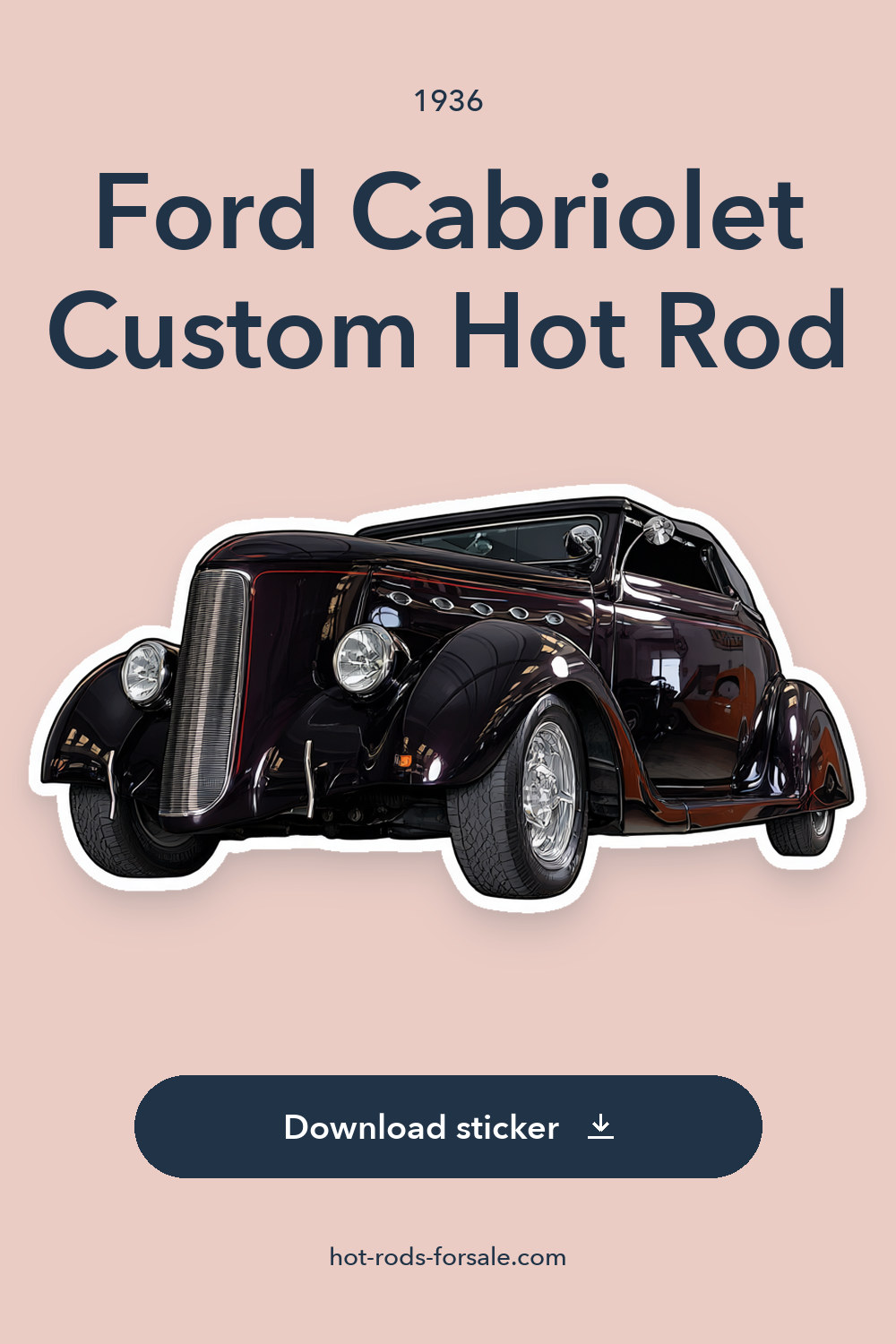 1936 Ford Cabriolet Custom Hot Rod sticker preview